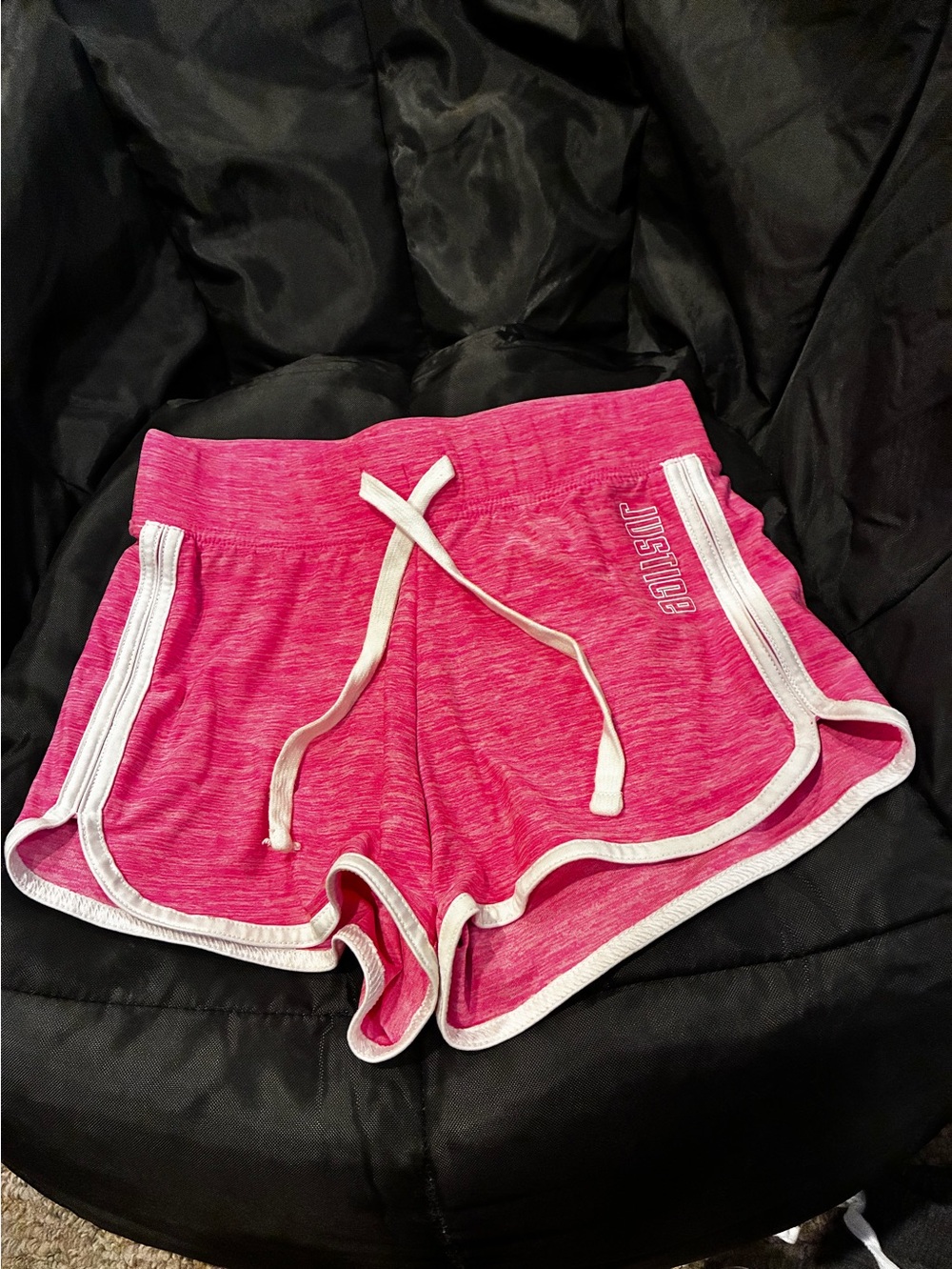 Justice Hot Pink Athletic Shorts with White Trim